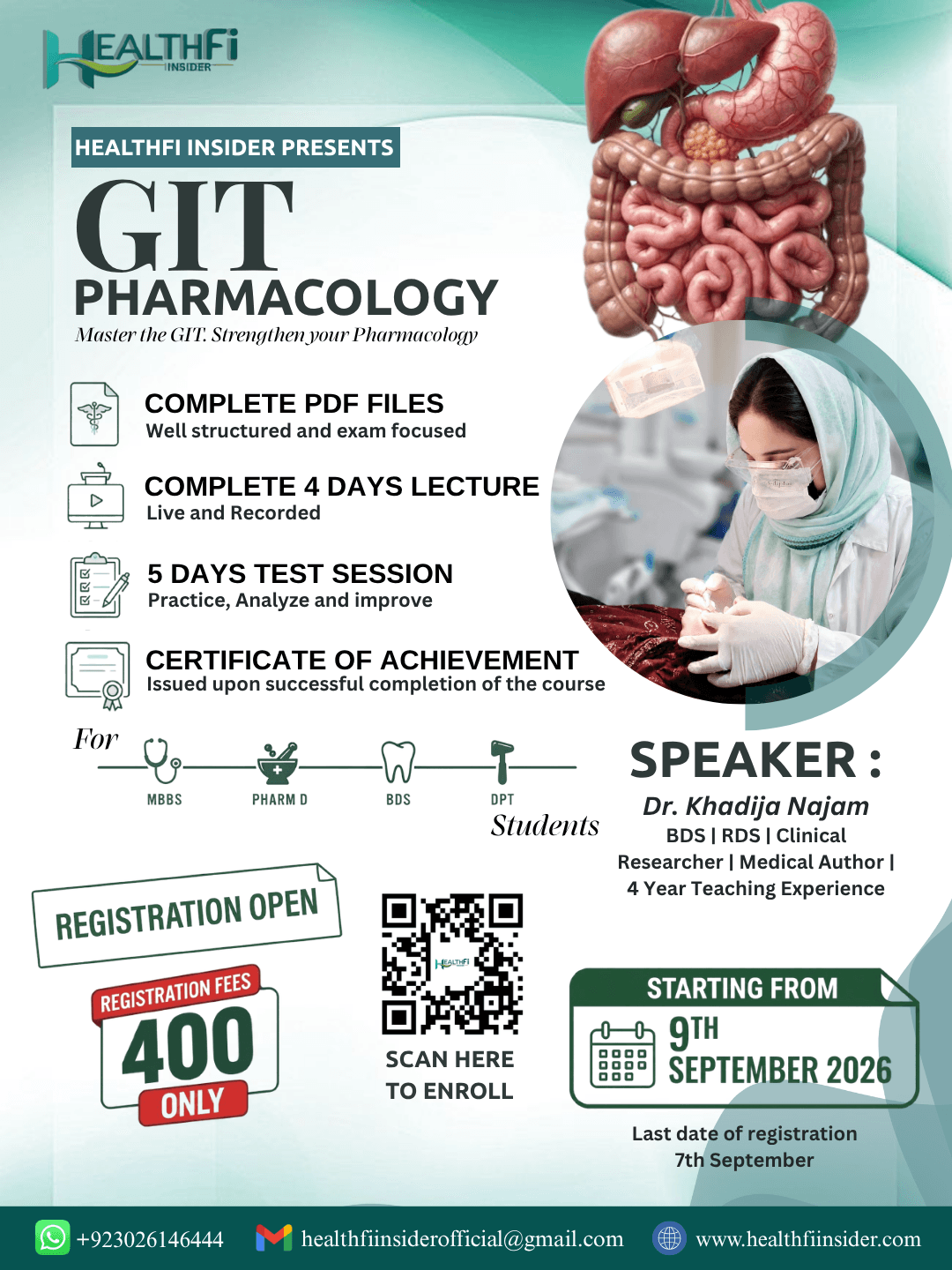 GIT Pharmacology Course By Dr. Khadija Najam